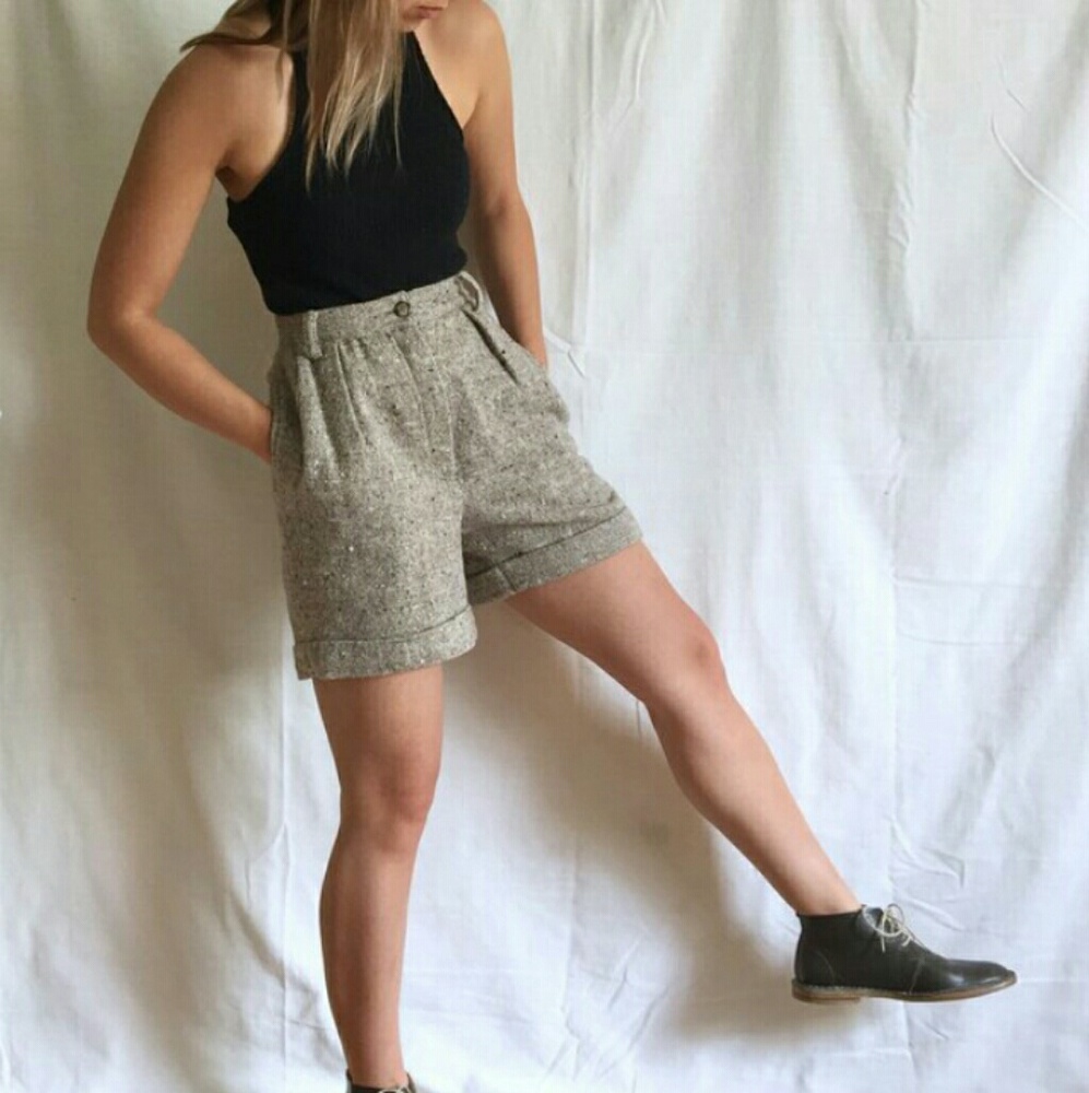Vintage High Waisted Trouser Shorts